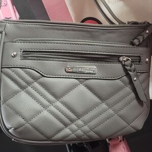 Rosemary Quilted Gray Crossbody Bag